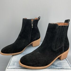 Paul Green Sante Black Suede Side Zip Bootie Women's US Size 6